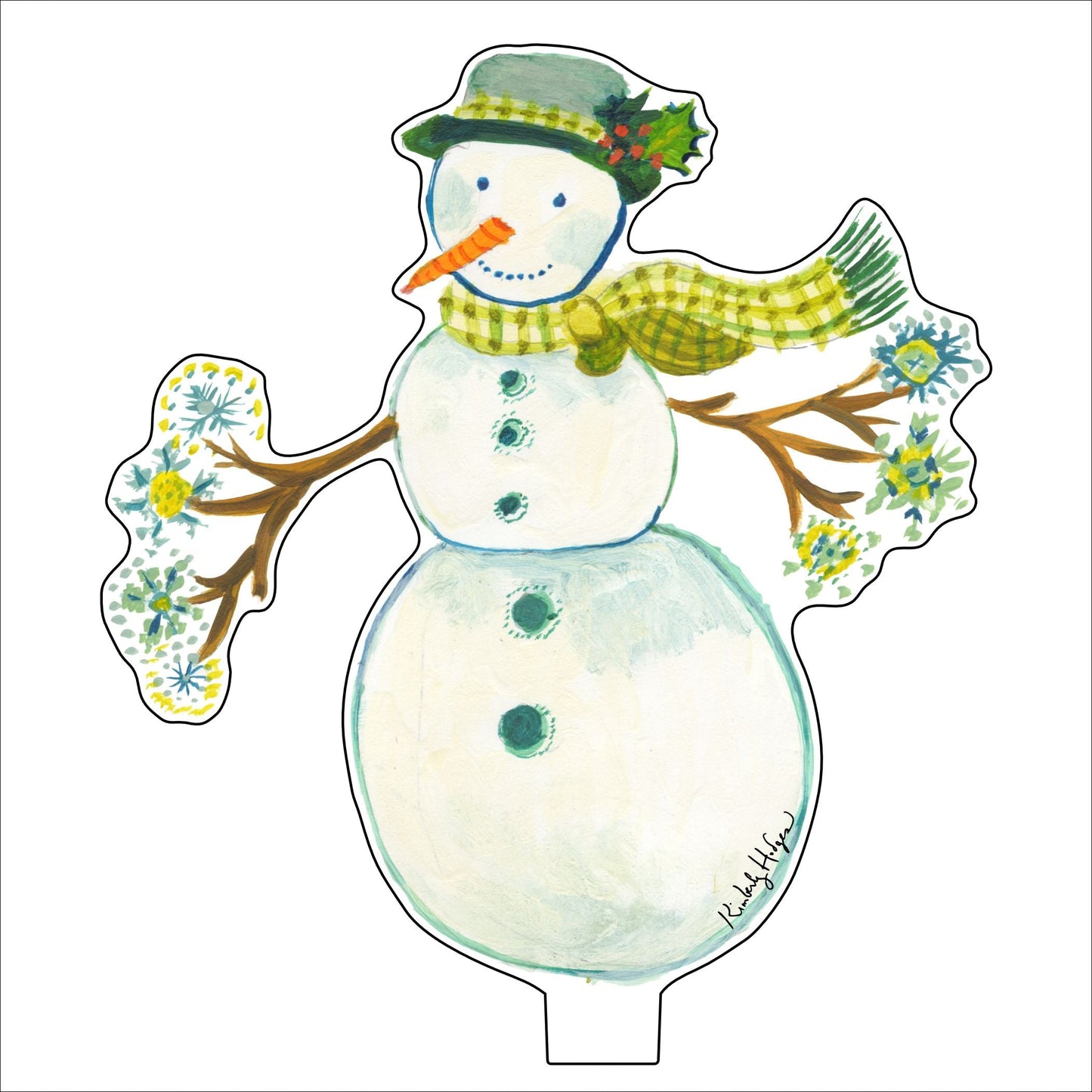 Gingham Snowman | 0.25in. Acrylic Floral