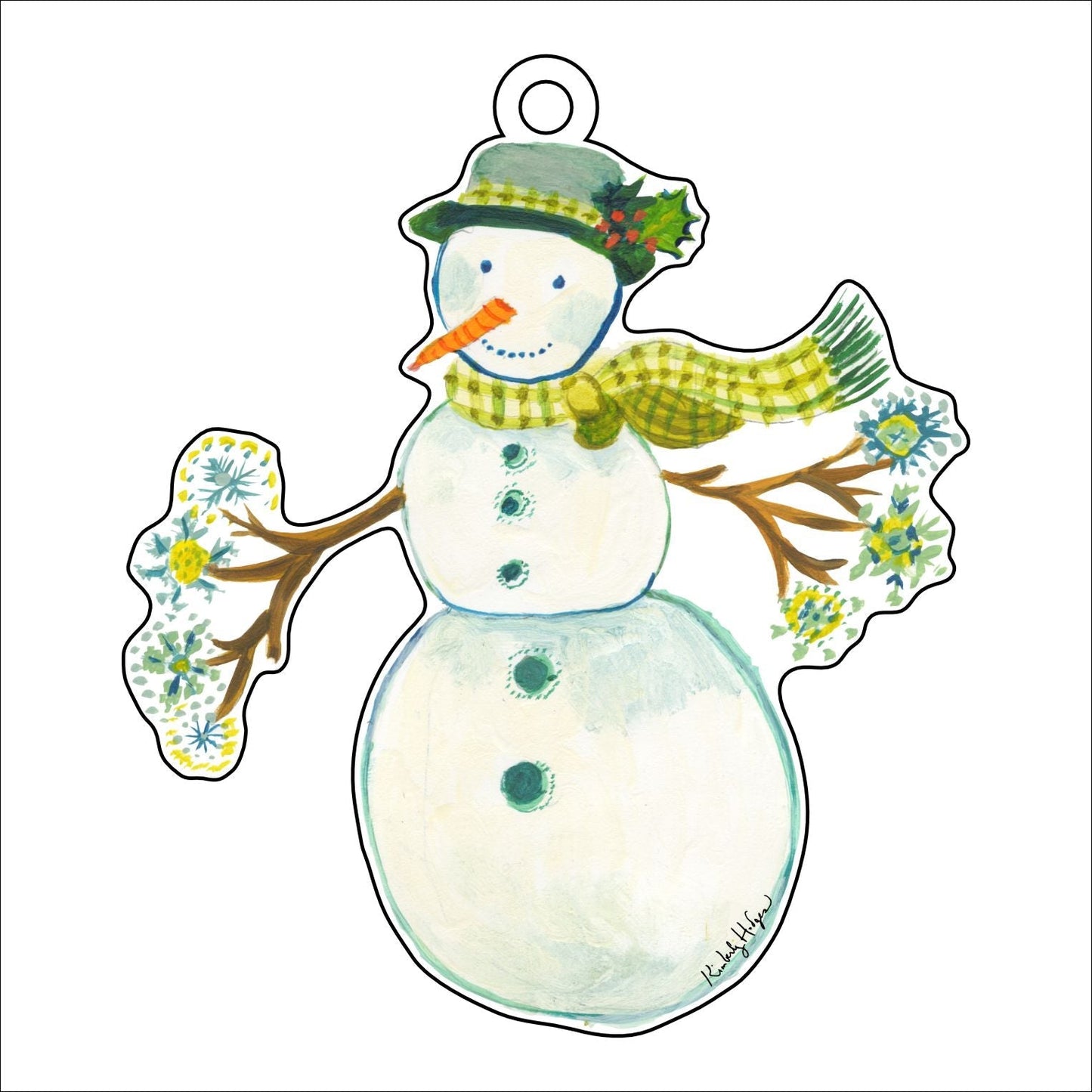 Gingham Snowman Ornament