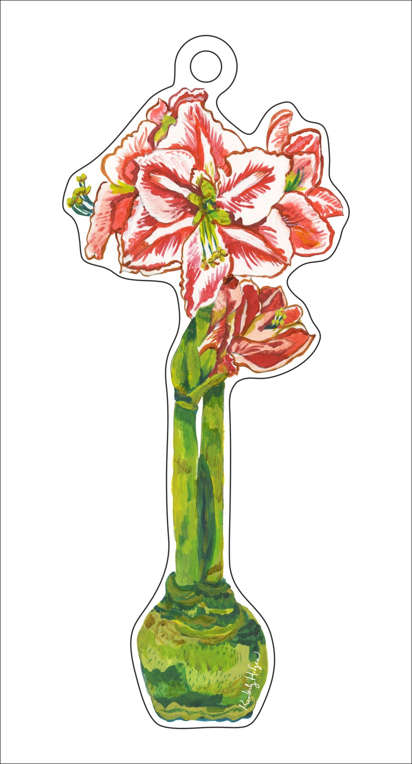 Red Star Amaryllis Acrylic Holiday Ornament