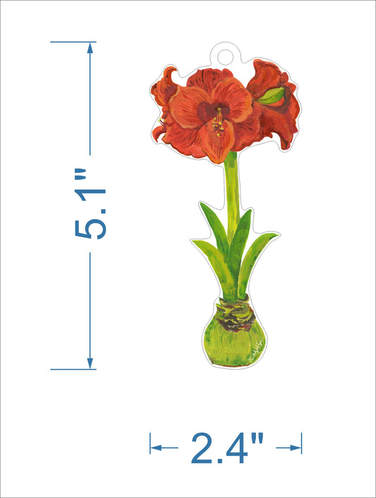 Red Orange Amaryllis Ornament KHA-154 | 0.25in. Acrylic