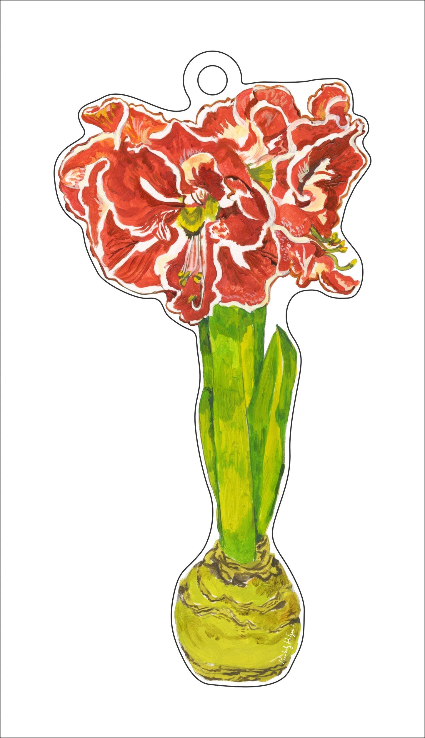 Ruffle Amaryllis Acrylic Holiday Ornament