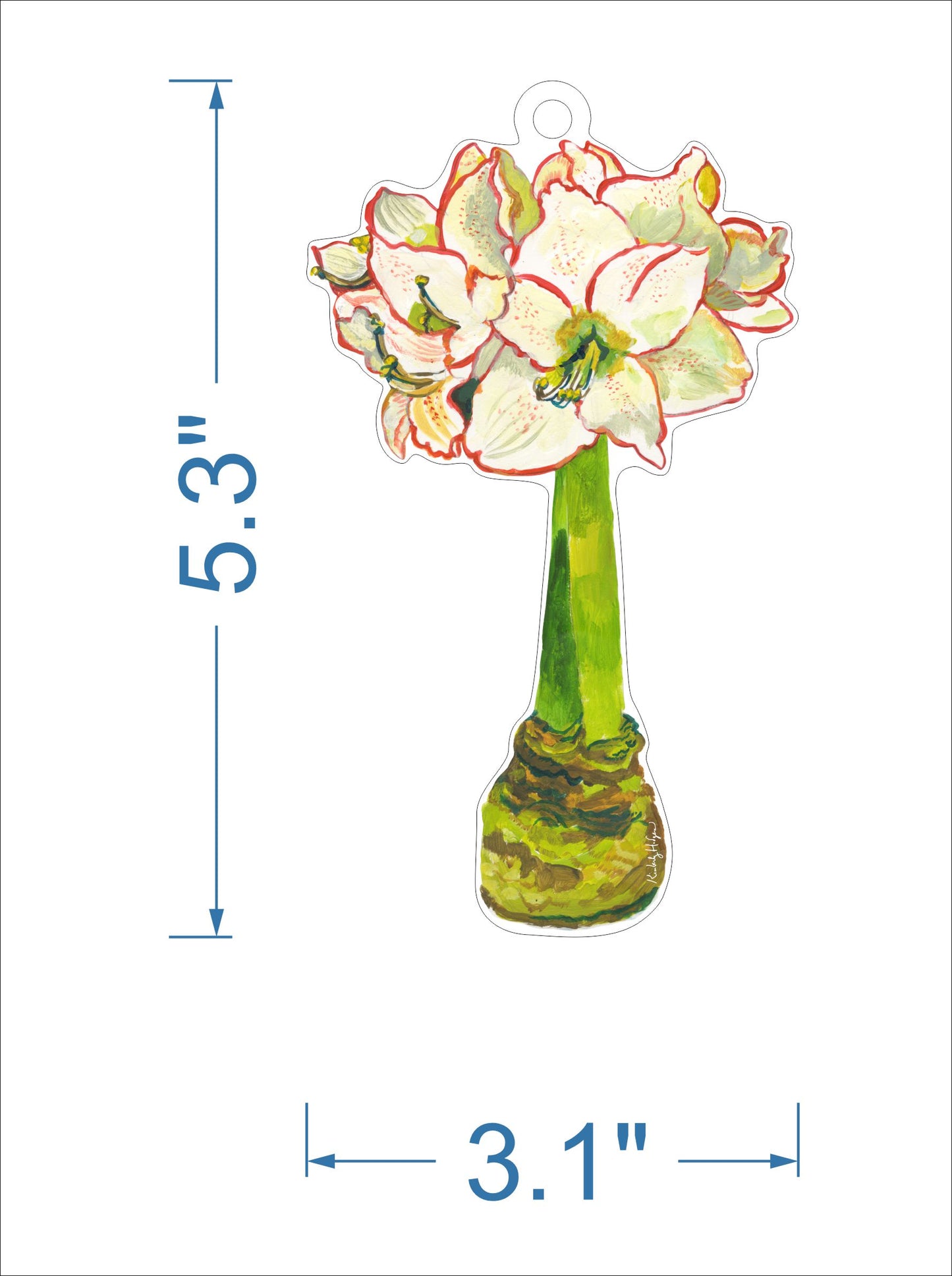 White Amaryllis Ornament KHA-158 | 0.25in. Acrylic