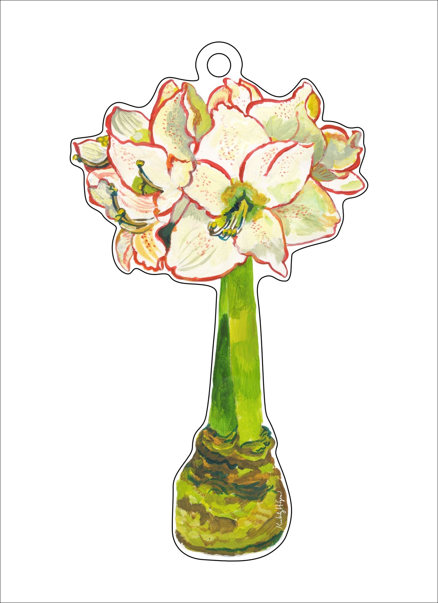 White Amaryllis Ornament KHA-158 | 0.25in. Acrylic