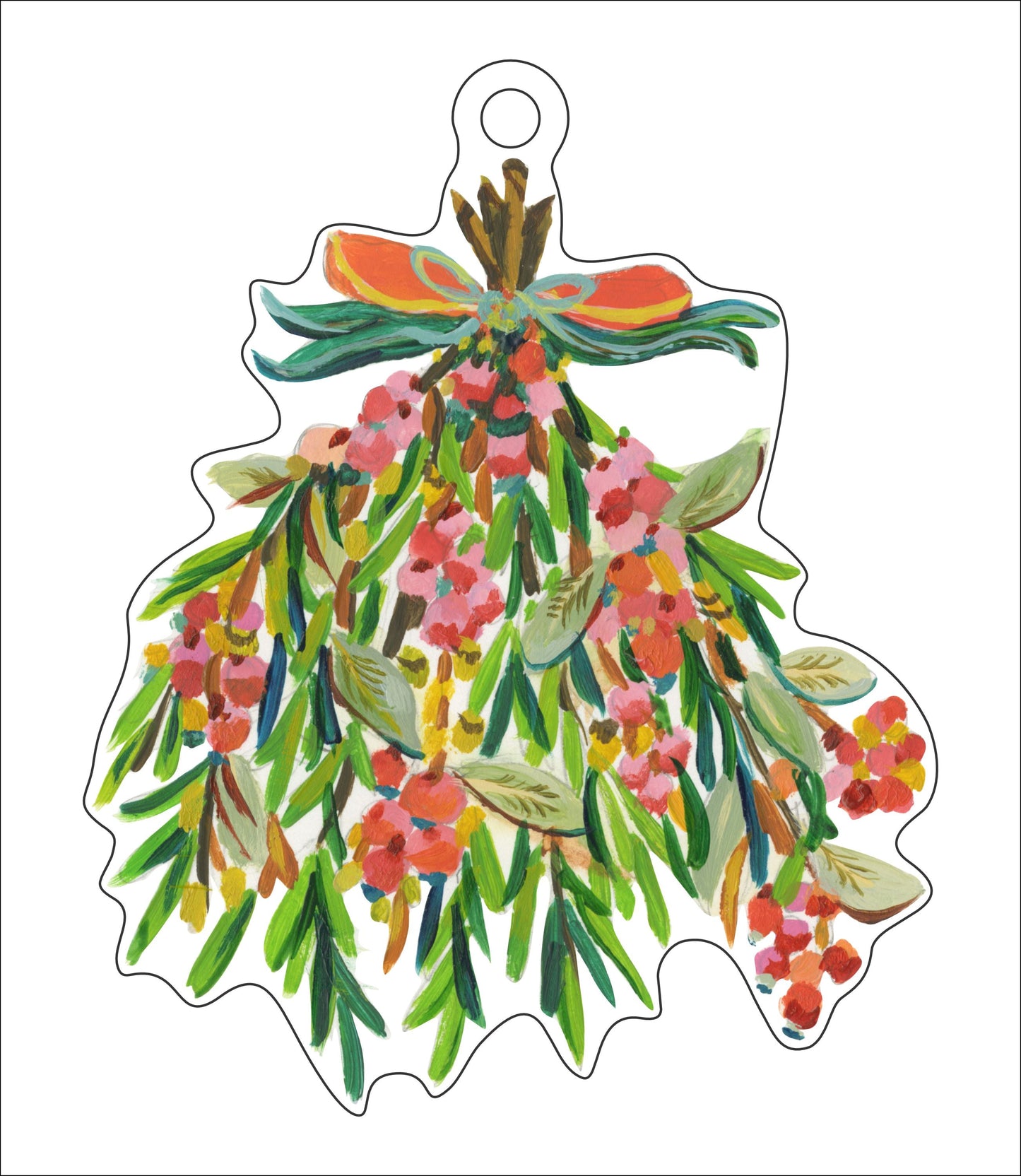 Pink Snowberry & Rosemary Acrylic Holiday Ornament