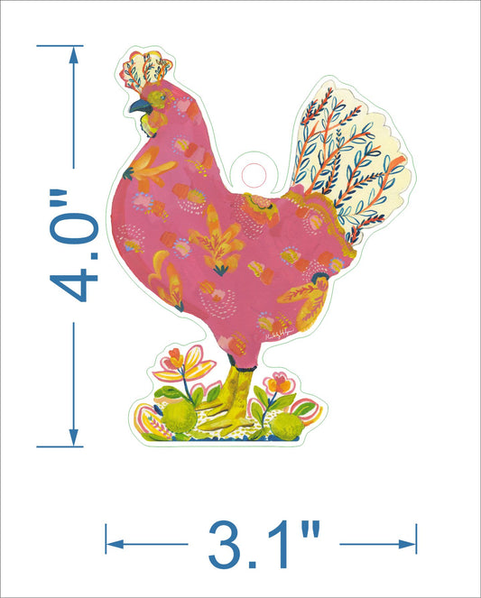 Pink Chicken Acrylic Holiday Ornament