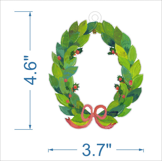 Holly Wreath Ornament | 0.25in. Acrylic