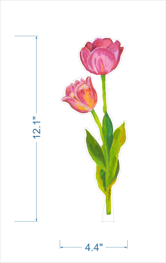 KHA-634 Large Tulips with Single Leaf Stand | Acrylic Floral Bundle