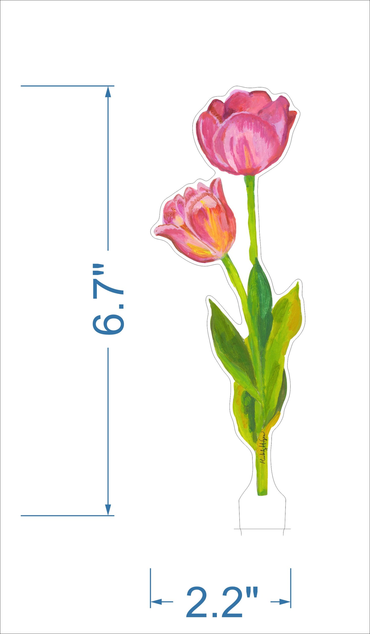 KHA-635 Small Tulips with Pine Pattern Stand | Acrylic Floral Bundle