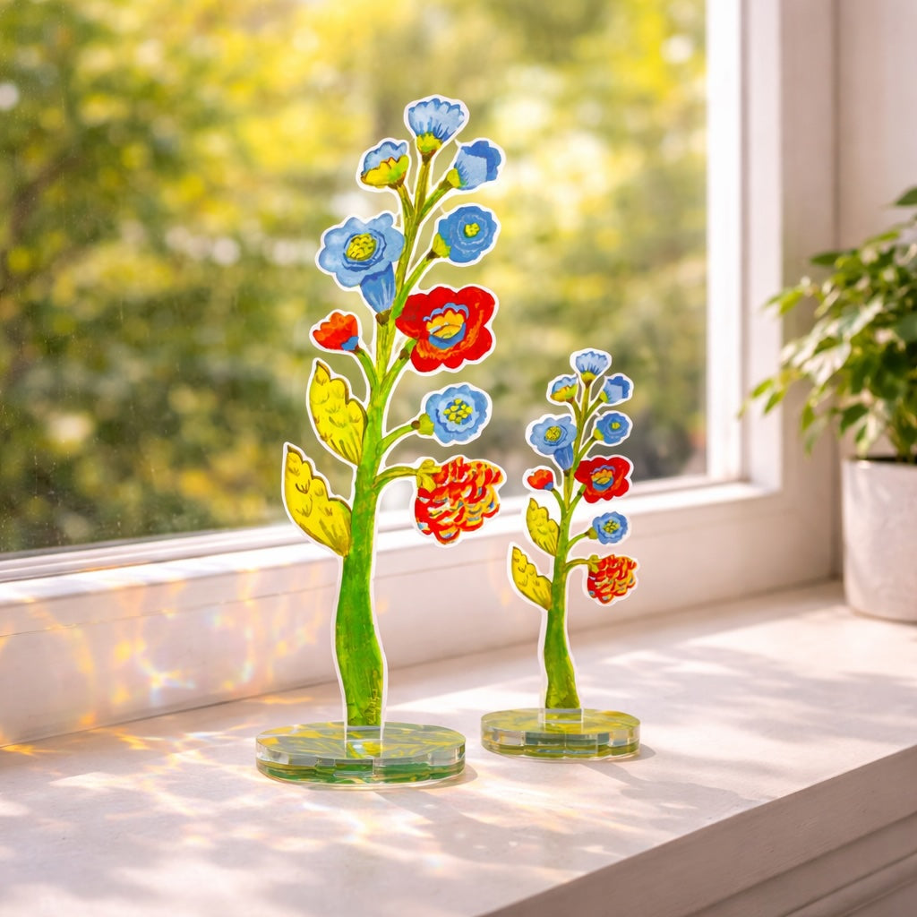Aqua Blossoms | 0.25in. Acrylic Floral