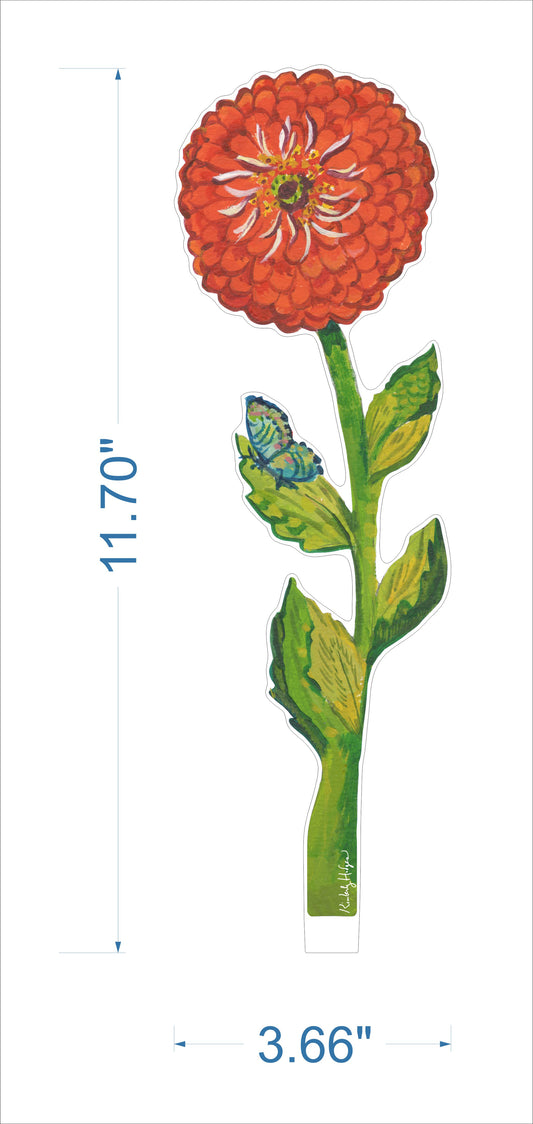 Red Zinnia | 0.25in. Acrylic Floral