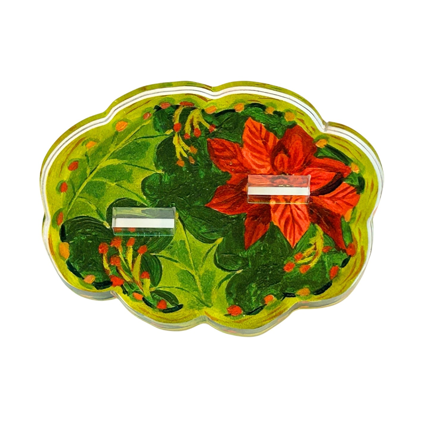 Poinsettia Pattern Double Stand | 0.50in. Acrylic