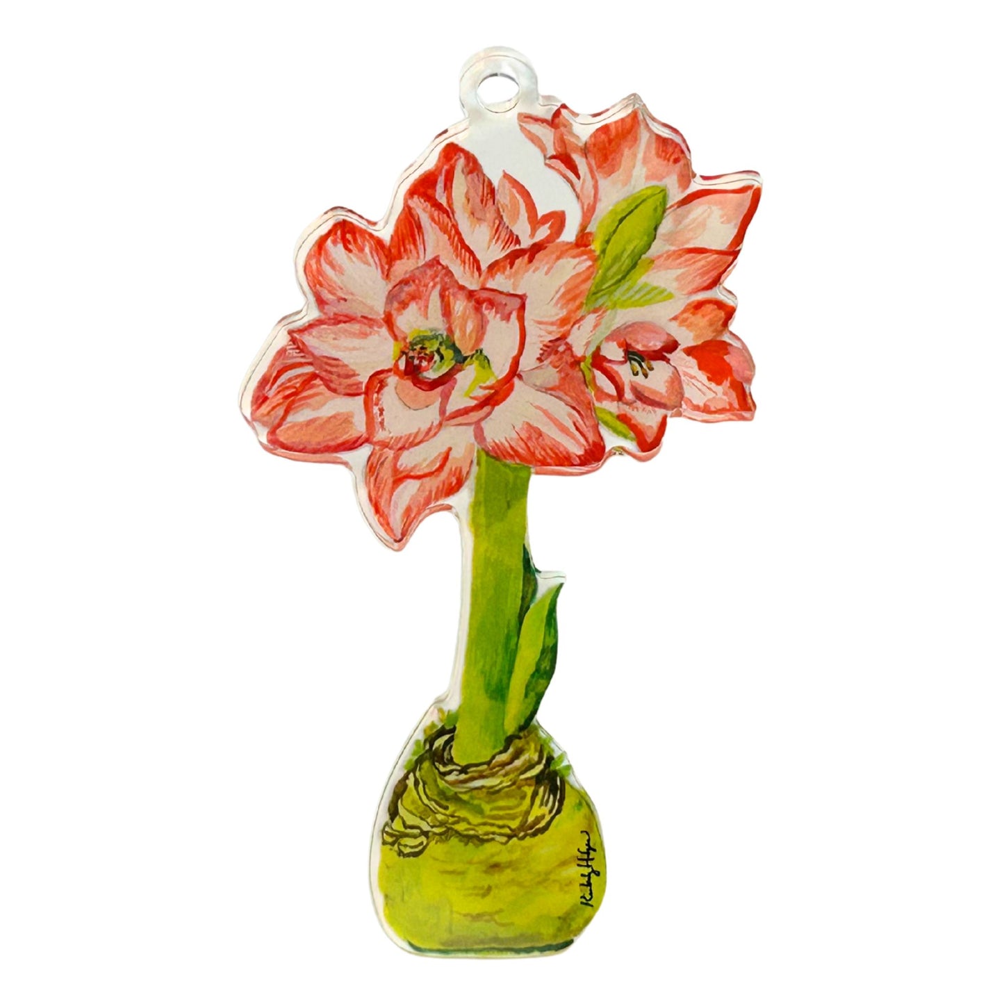 Blossom Peacock Amaryllis Ornament KHA-160 | 0.25in. Acrylic