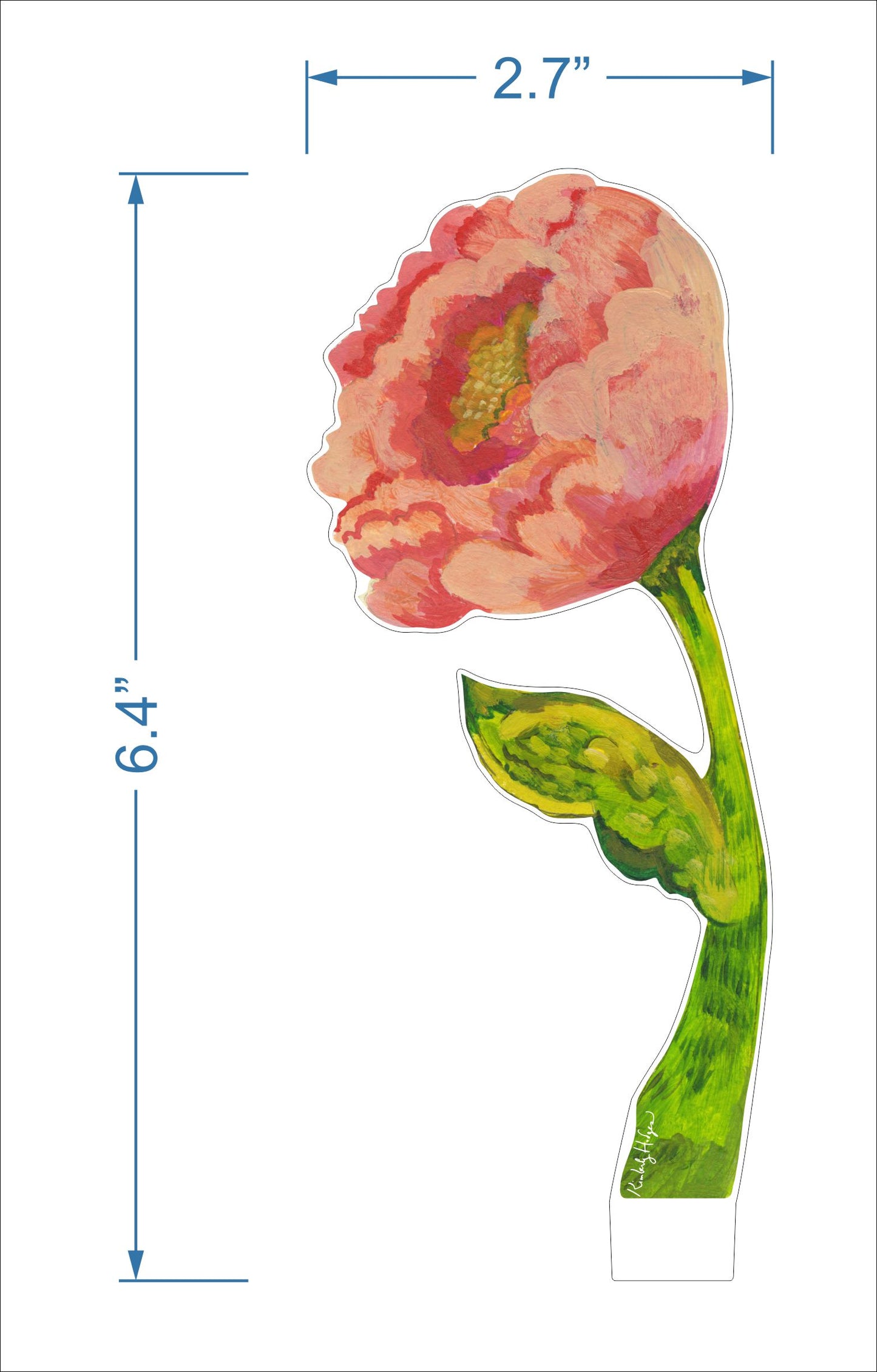 Curved Peony | 0.25in. Acrylic Floral