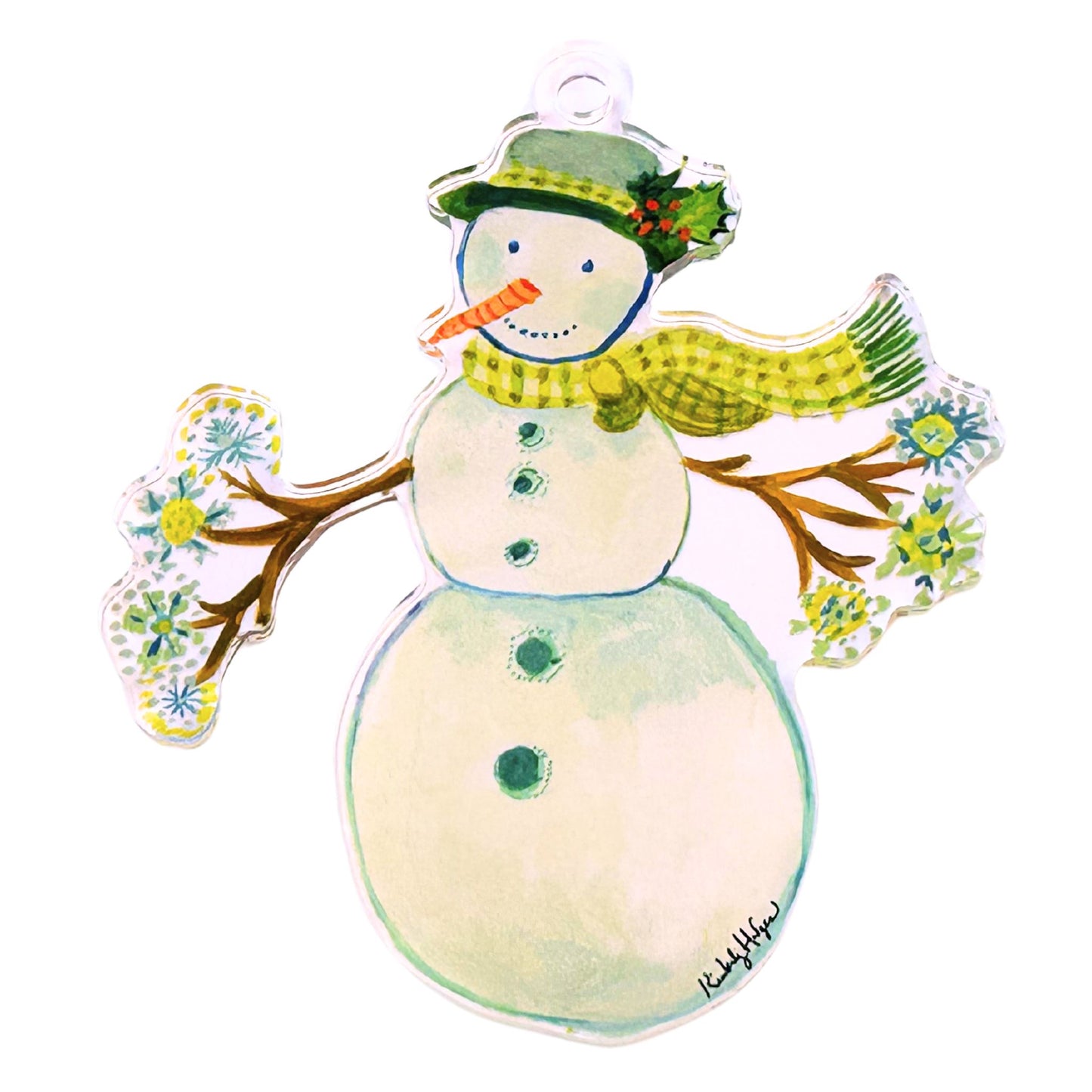 Gingham Snowman Ornament | 0.25in. Acrylic