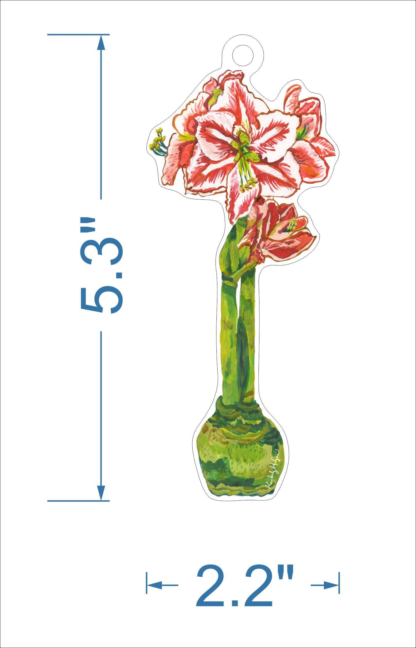 Red Star Amaryllis Acrylic Holiday Ornament