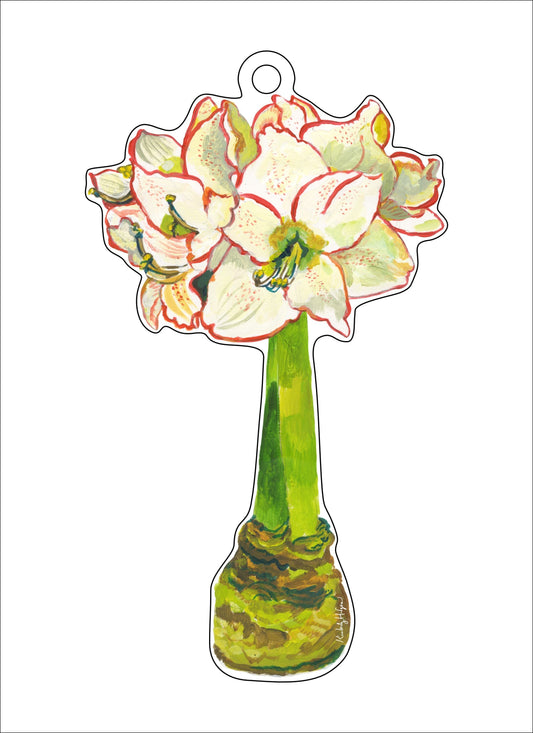 White Amaryllis Ornament WHOLESALE KHA-158