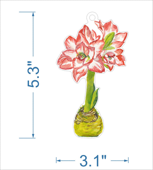 Blossom Peacock Amaryllis Ornament KHA-160 | 0.25in. Acrylic