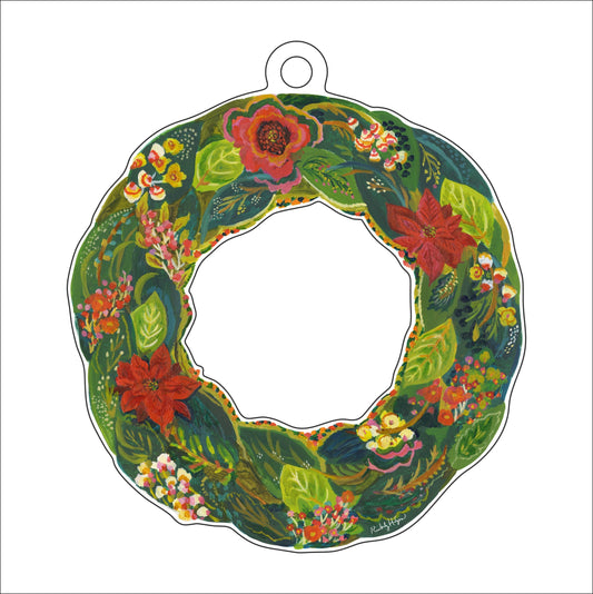 Poinsettia Wreath Ornament KHA-191 | 0.25in. Acrylic
