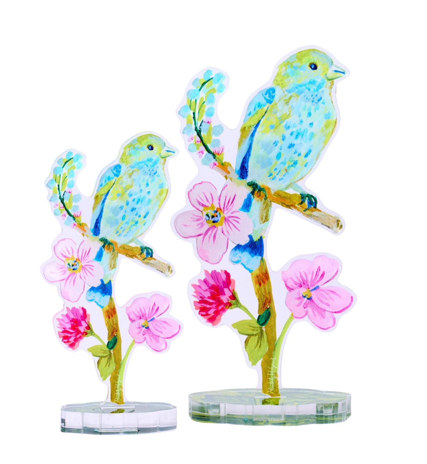 Indigo Bunting with Clover  | 0.25in. Acrylic Floral