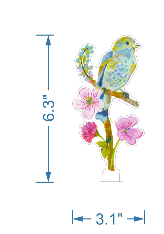 Indigo Bunting with Clover  | 0.25in. Acrylic Floral