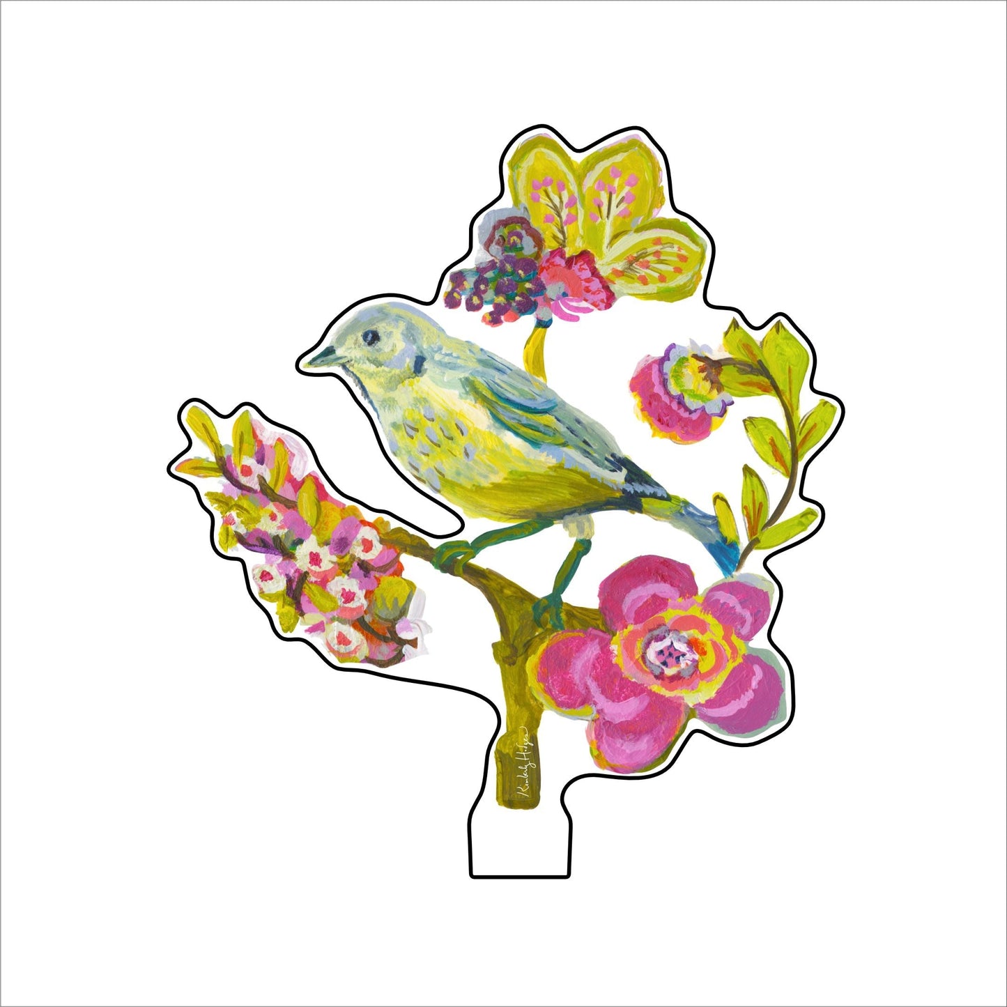 Purple Poppy Mallow Warbler  | 0.25in. Acrylic Floral