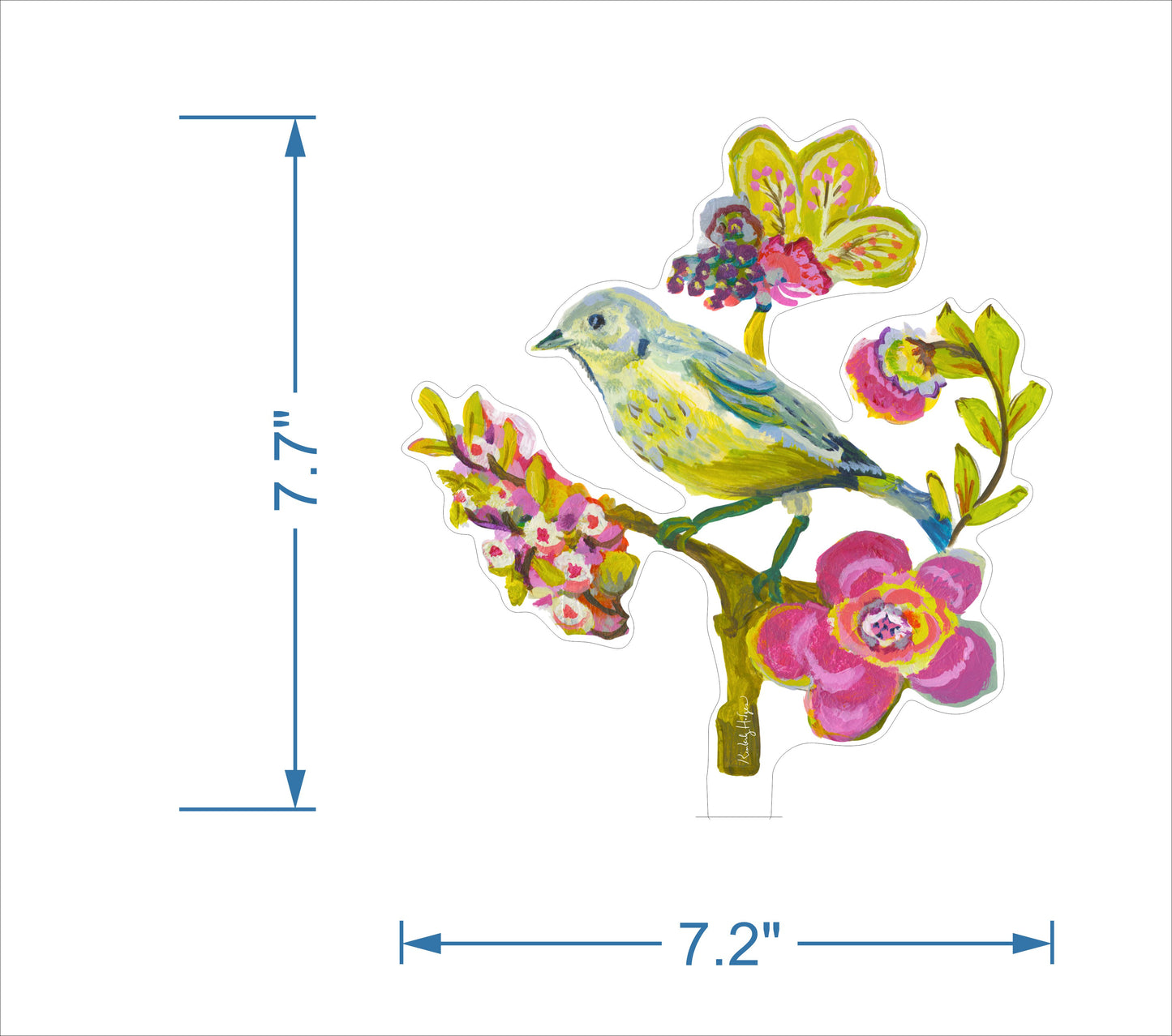 Purple Poppy Mallow Warbler  | 0.25in. Acrylic Floral