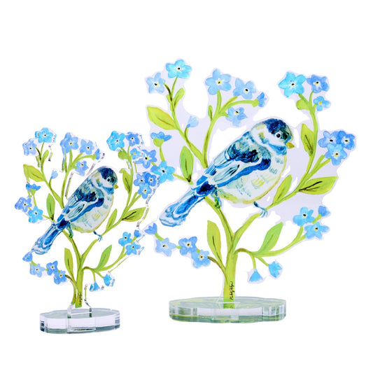Chicakadee and Forget Me Nots | 0.25in. Acrylic Floral