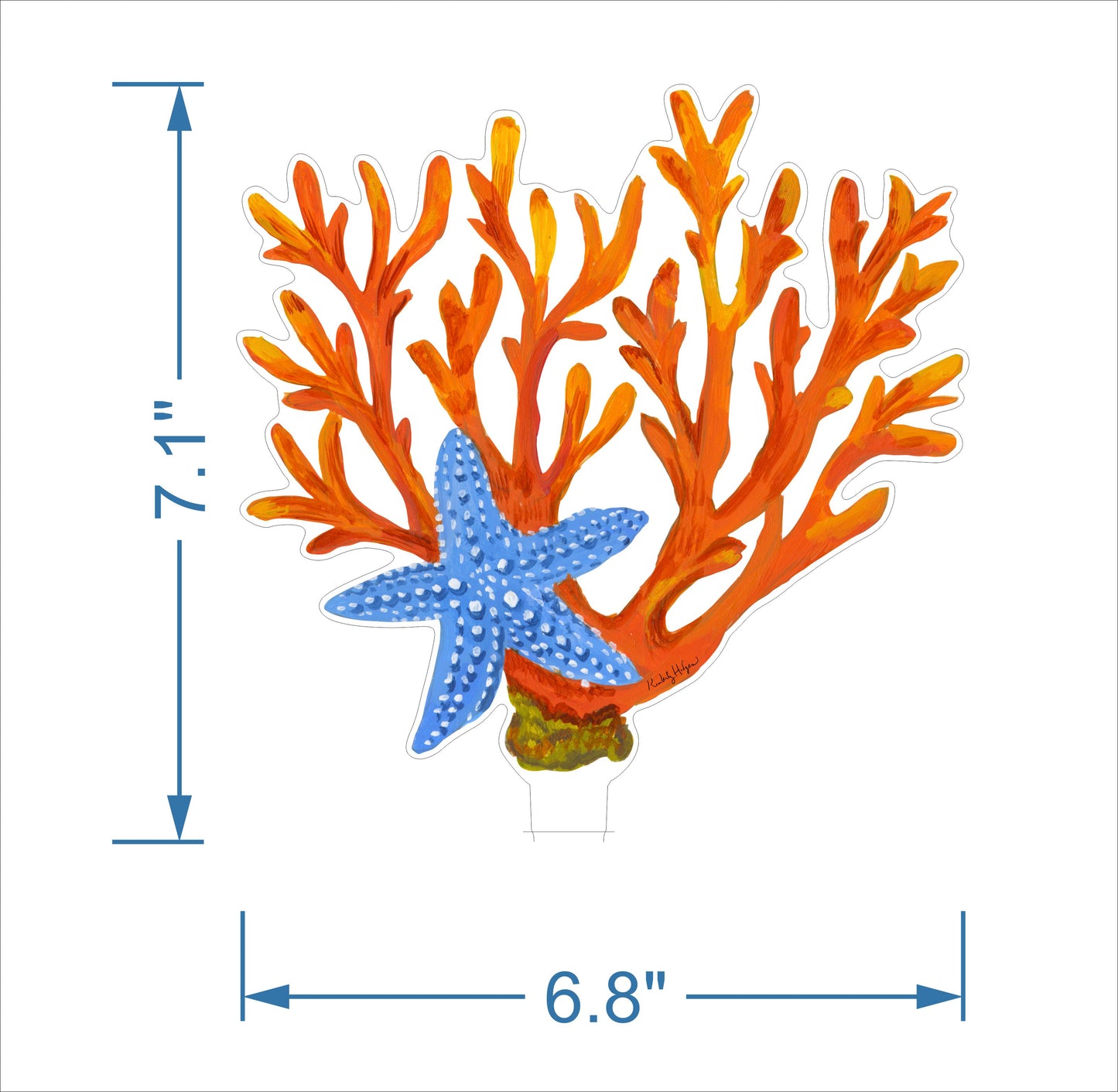 Starfish & Red Coral | 0.25in. Acrylic Floral