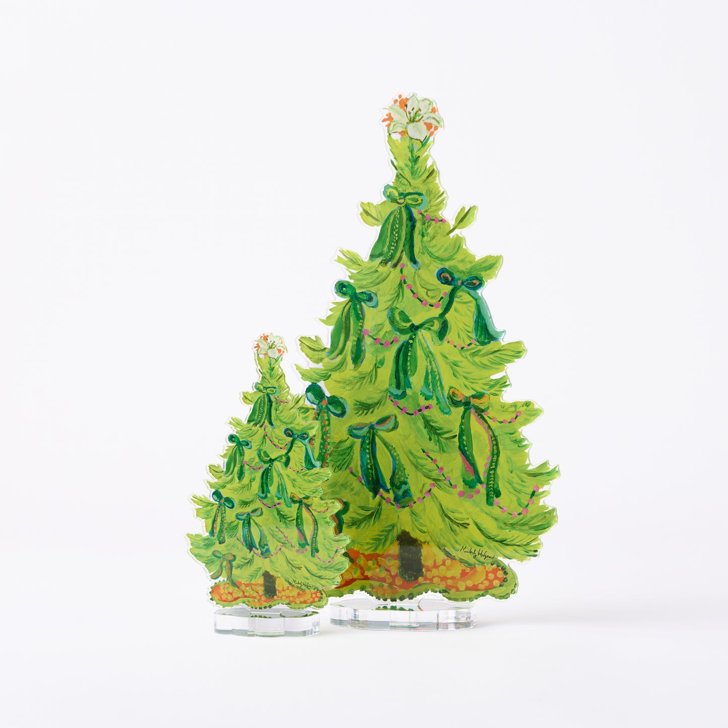 8 Green Bows Tree | 0.25in. Acrylic Floral