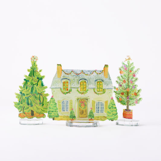 Christmas Cottage | 0.25in. Acrylic Floral