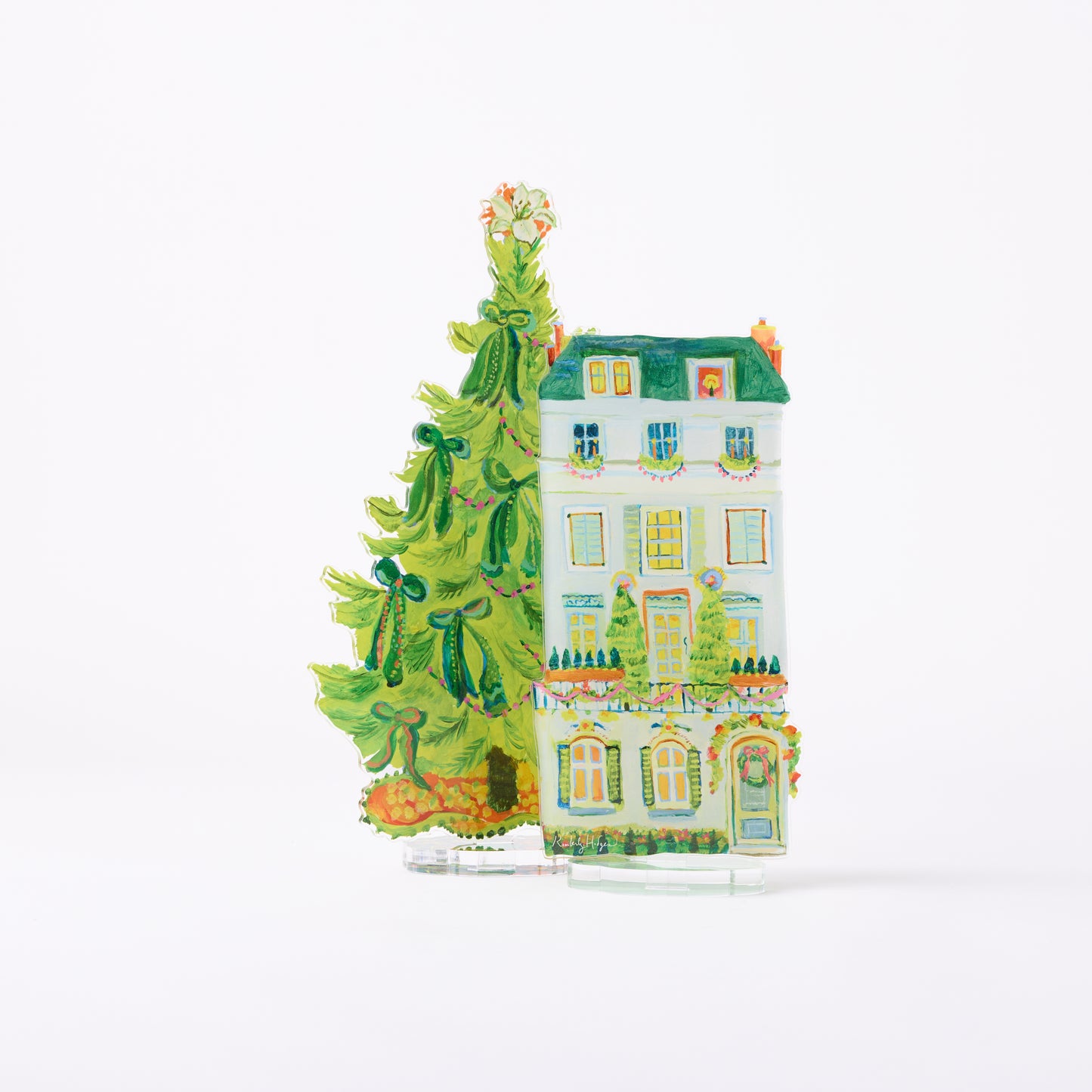 8 Green Bows Tree | 0.25in. Acrylic Floral