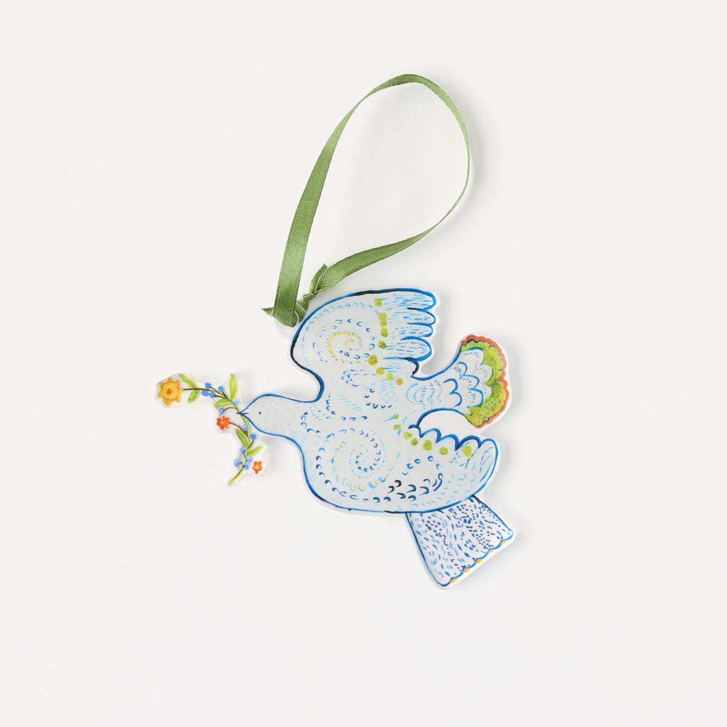 Peace Dove Blossom Ornament & Ribbon | 0.25in. Acrylic