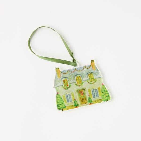 Christmas Cottage Ornament & Ribbon | 0.25in. Acrylic