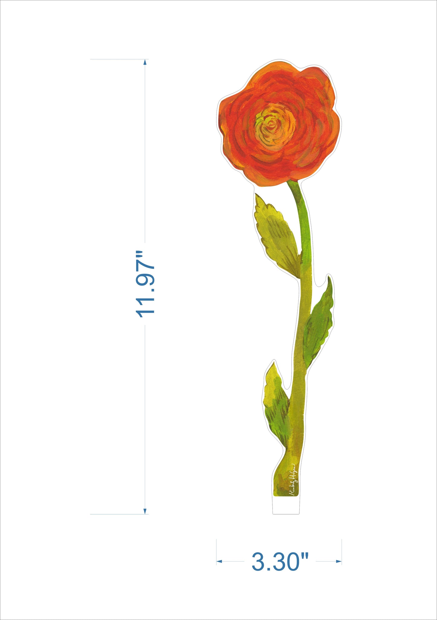 Orange Ranunculus | 0.25in. Acrylic Floral