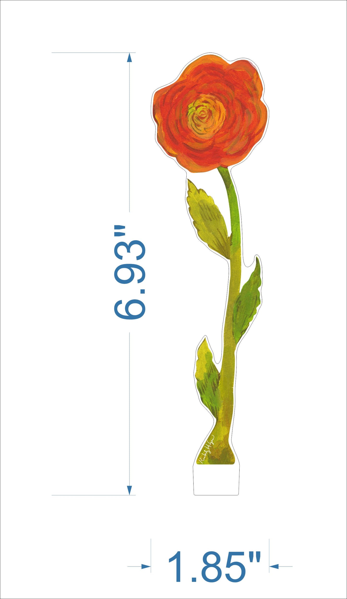 Orange Ranunculus | 0.25in. Acrylic Floral