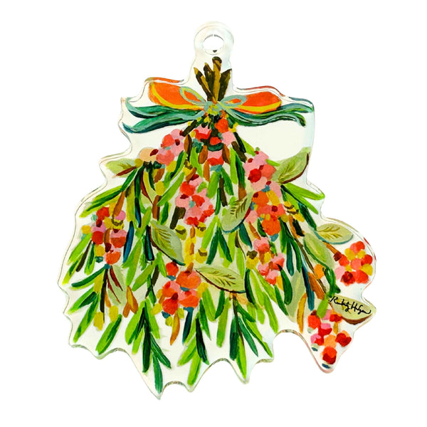 Pink Snowberry & Rosemary Ornament KHA-163 | 0.25in. Acrylic