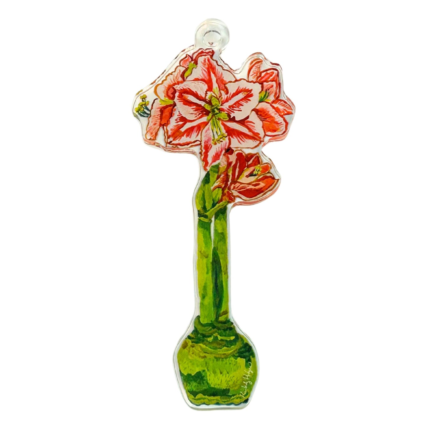 Red Star Amaryllis Ornament KHA-152 | 0.25in. Acrylic