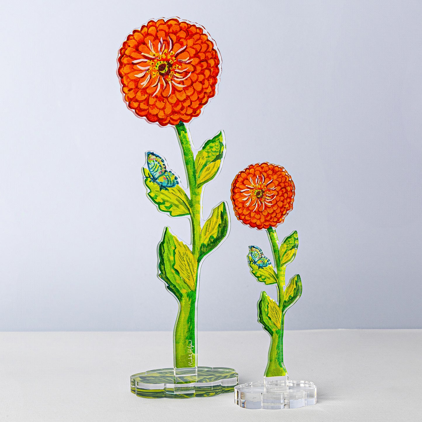 Red Zinnia | 1/4"in. Acrylic Floral