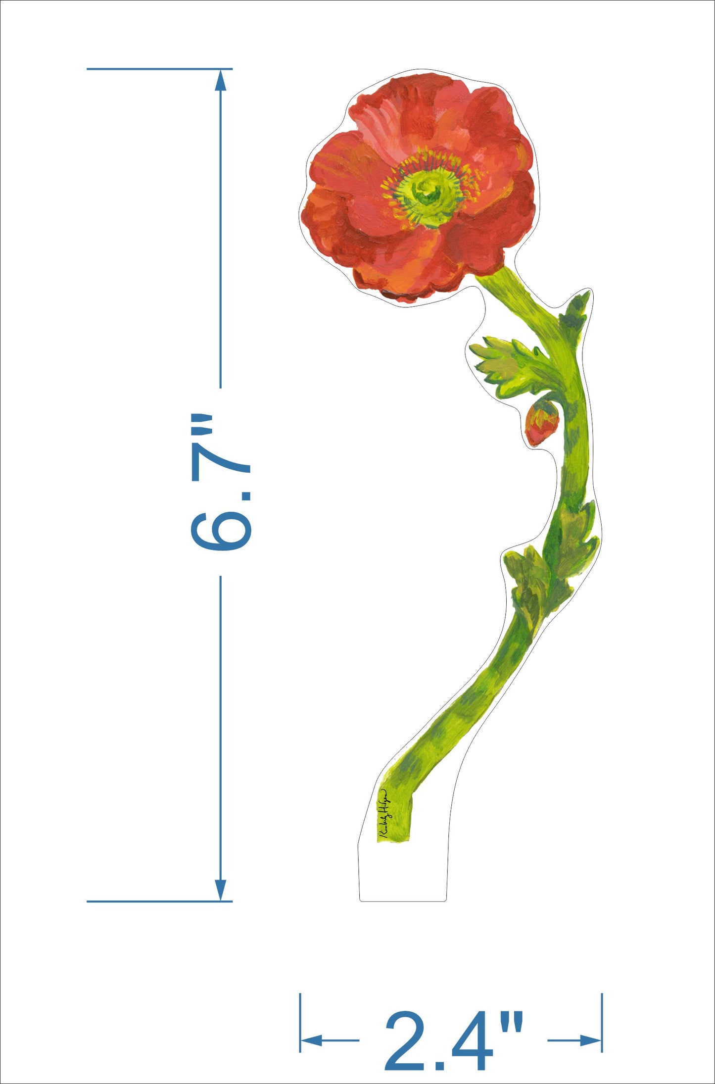 Red Iceland Poppy | 0.25in. Acrylic Floral