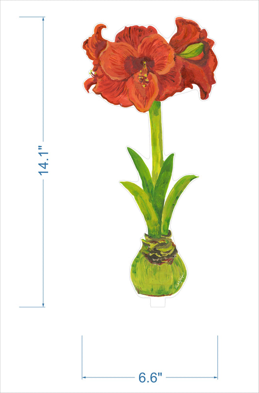 Red Orange Amaryllis | 0.25in. Acrylic Floral