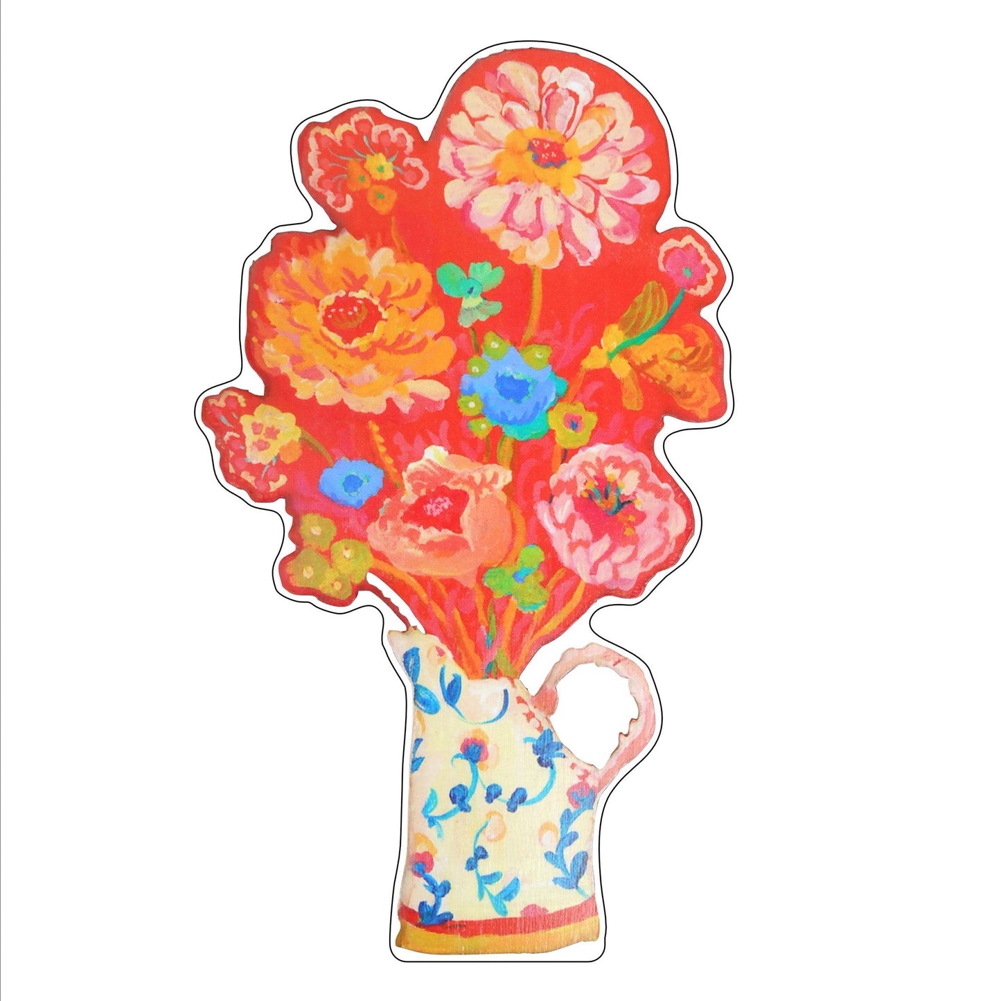 Red Zinnia Flower Mini Acrylic Cutout Shelfie 0.50 inch Wholesale