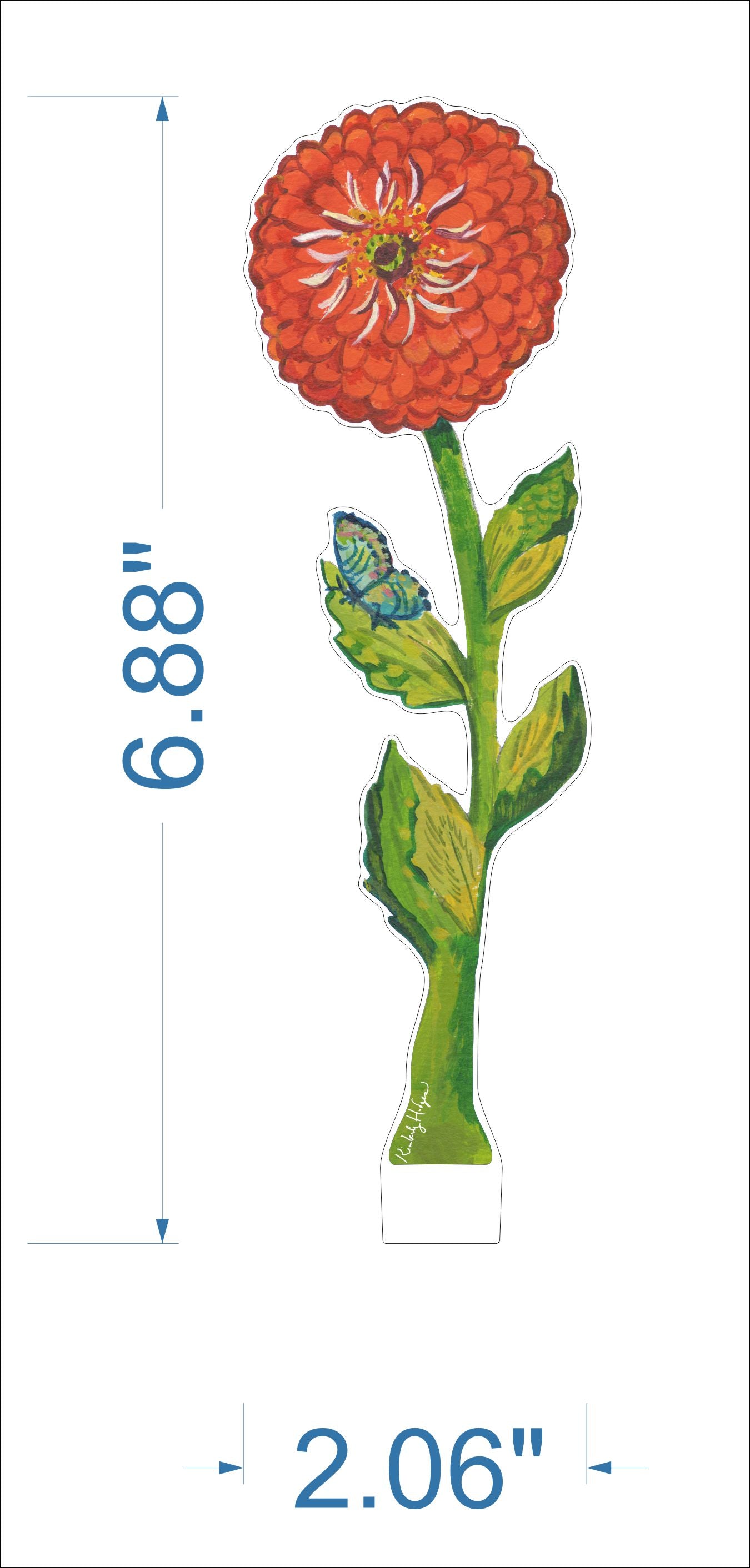 Red Zinnia | 0.25in. Acrylic Floral