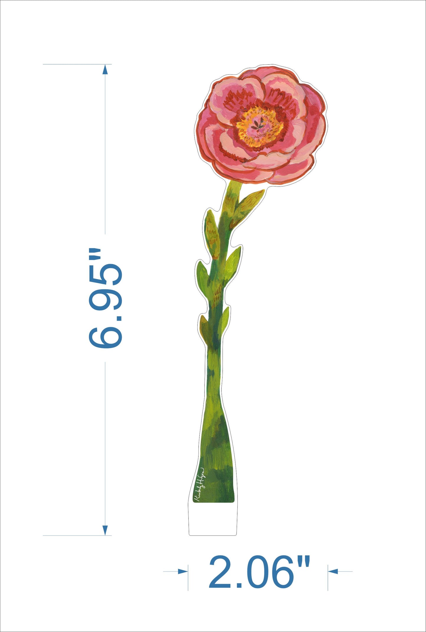 Scarlet Mauve Peony | 0.25in. Acrylic Floral