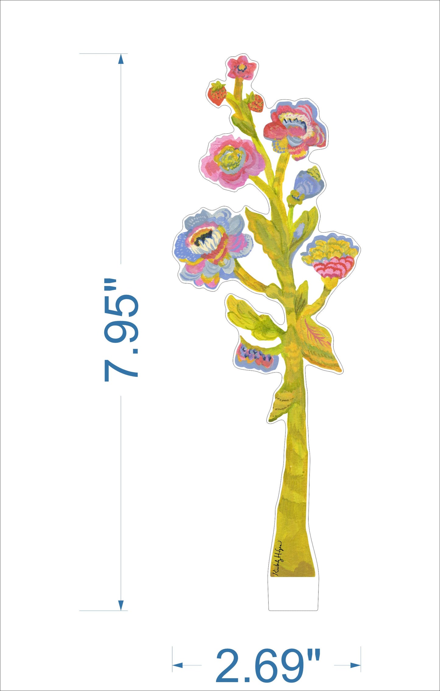 Strawberry Stalk | 0.25in. Acrylic Floral