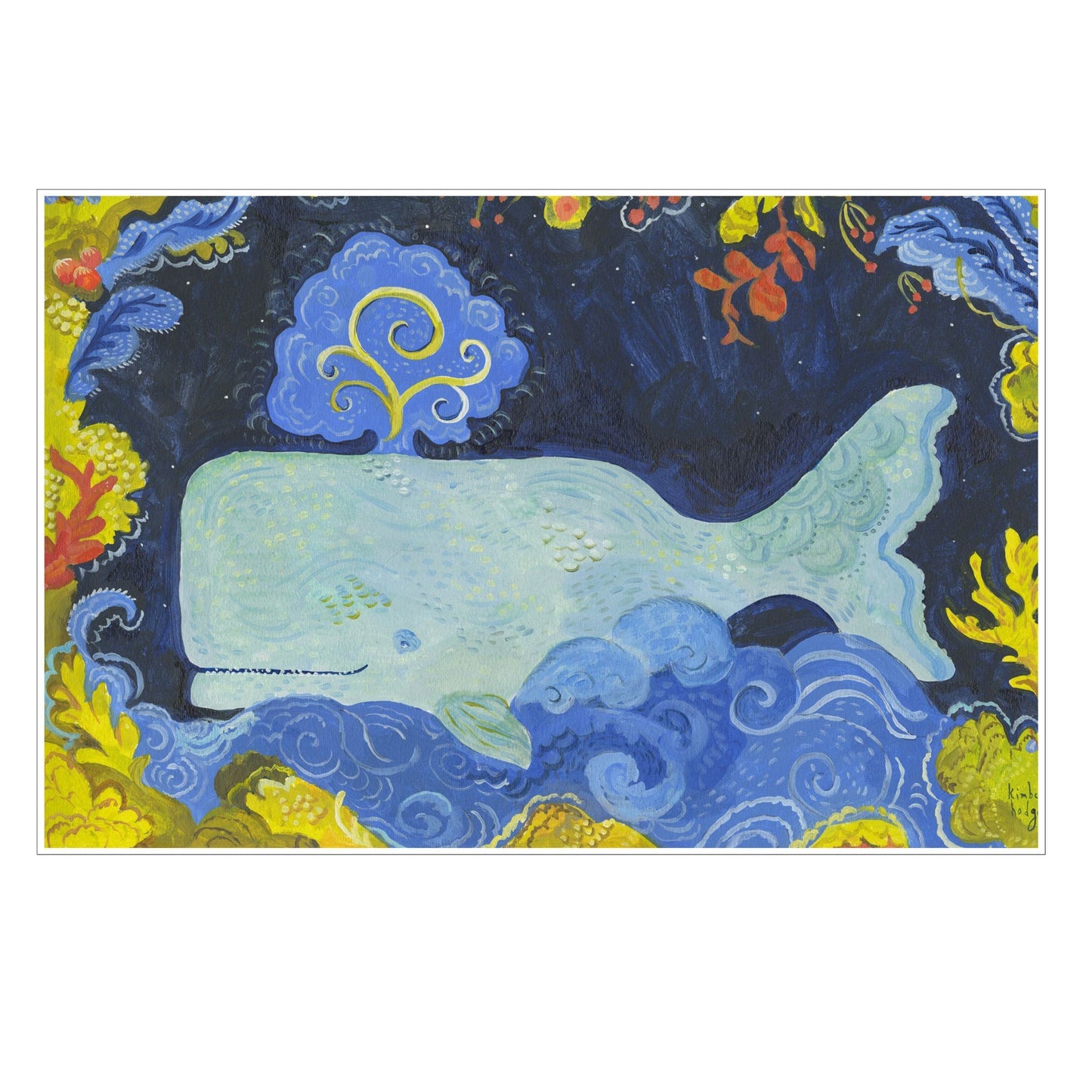 Whale in the Waves Block | 0.75in. Acrylic Large