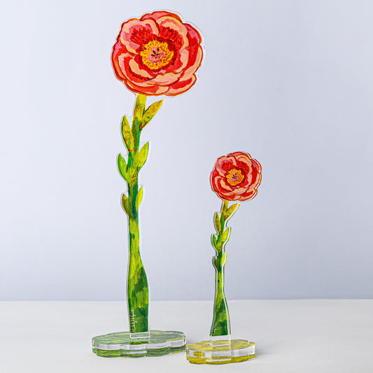 Scarlet Mauve Peony | 0.25in. Acrylic Floral